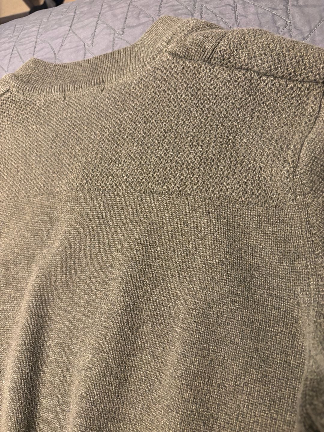 Eddie Bauer Mens Henley Sweater Olive Green 4 Button 100% Cotton Size L 6
