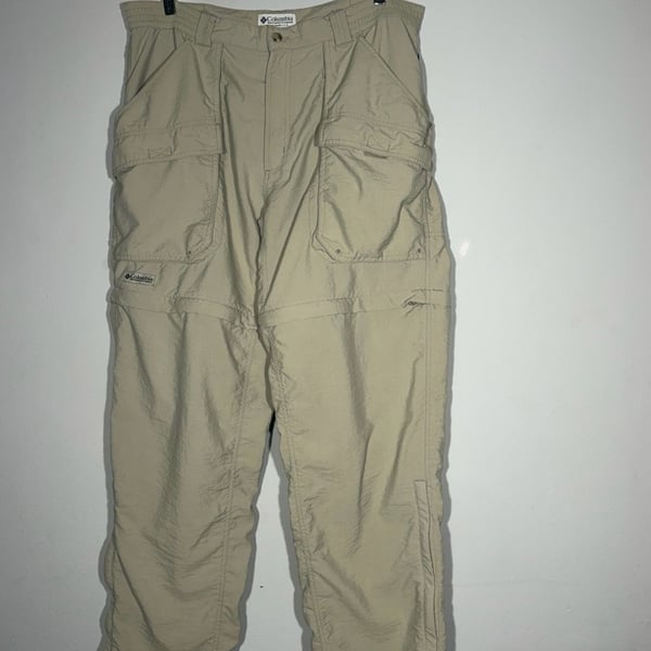 Columbia Sportswear Men's Convertible Cargo Hiking Pants Zip-Off Tan Size L
