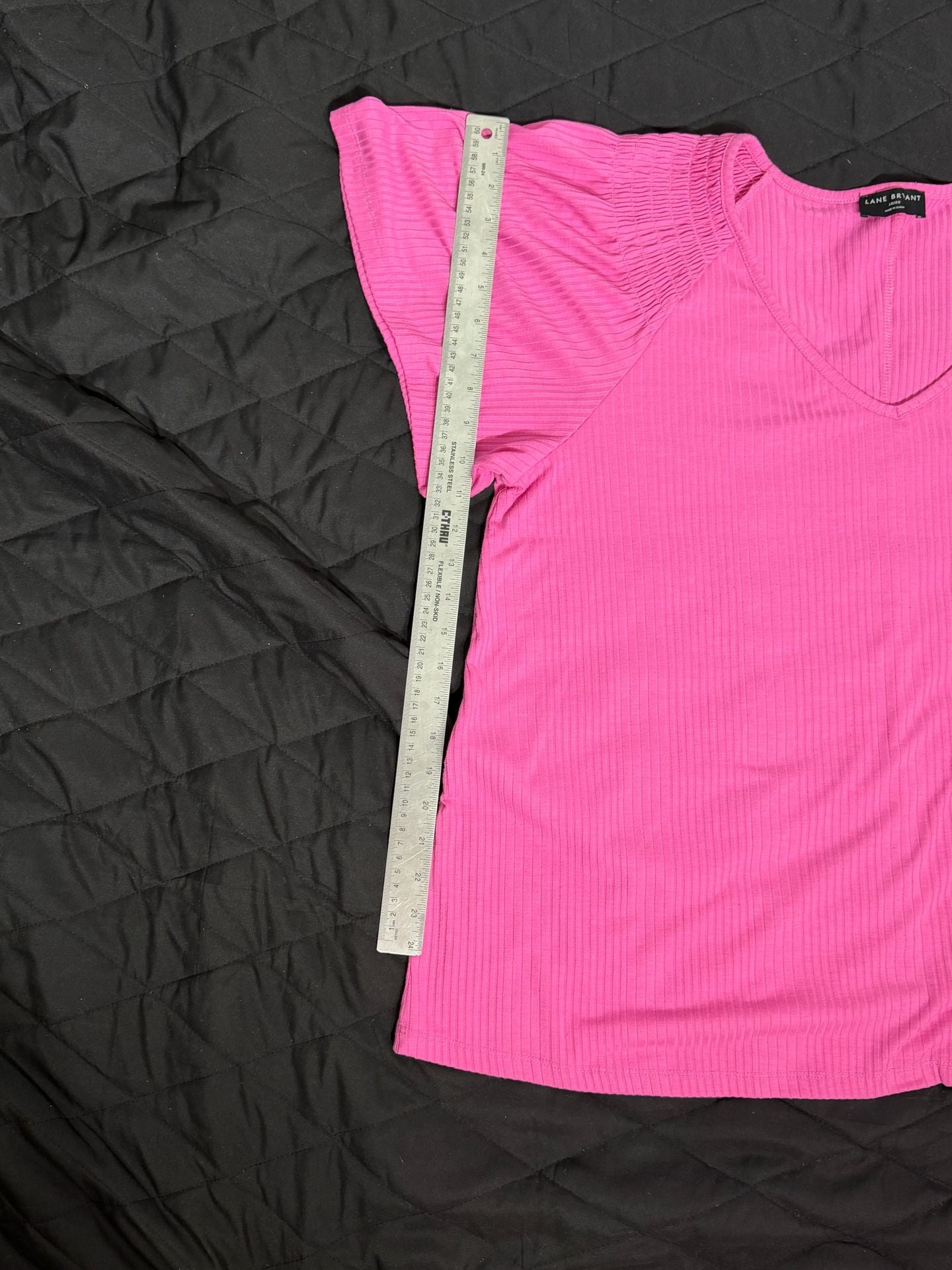 Lane Bryant Fuchsia Pink Ribbed V-Neck Flutter Sleeve Top 8