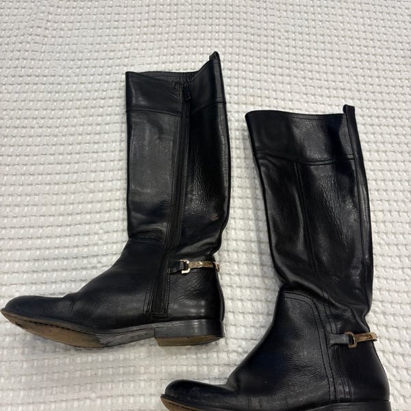Tory Burch Black Leather Riding Boots