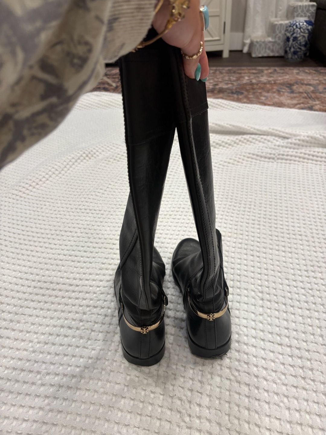Tory Burch Black Leather Riding Boots 6