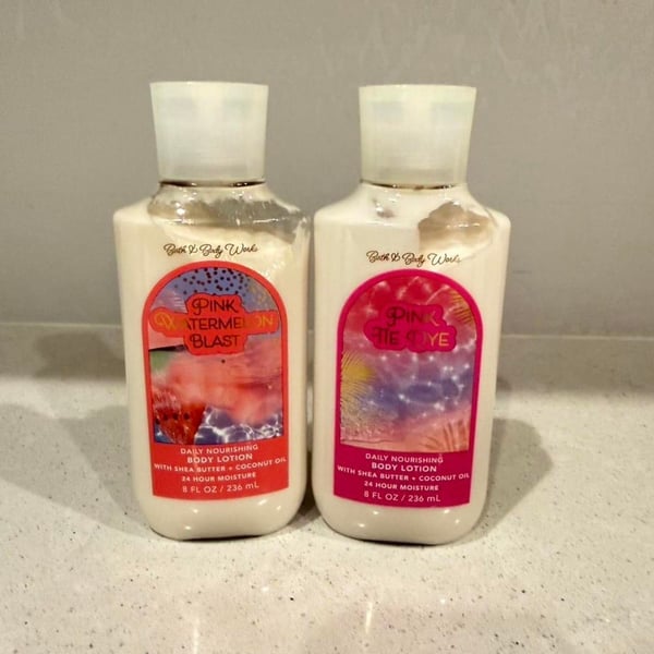 Bath & Body Works Pink Watermelon Blast and Pink Tie Dye Daily Nourishing Body Lotion Set