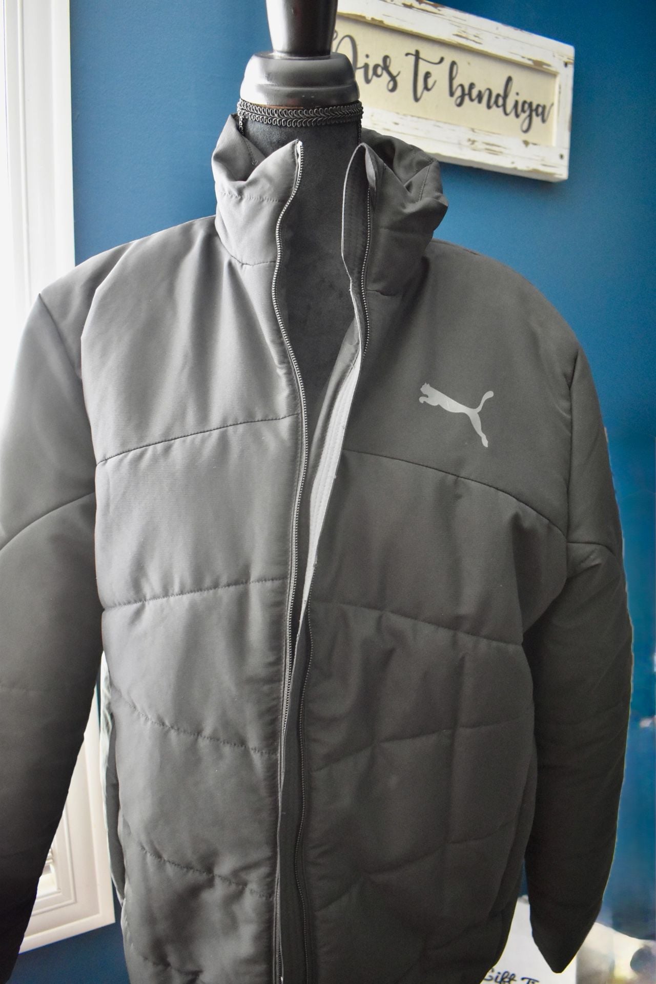 Puma Men's Padded Zip-Front Quilted Jacket 1
