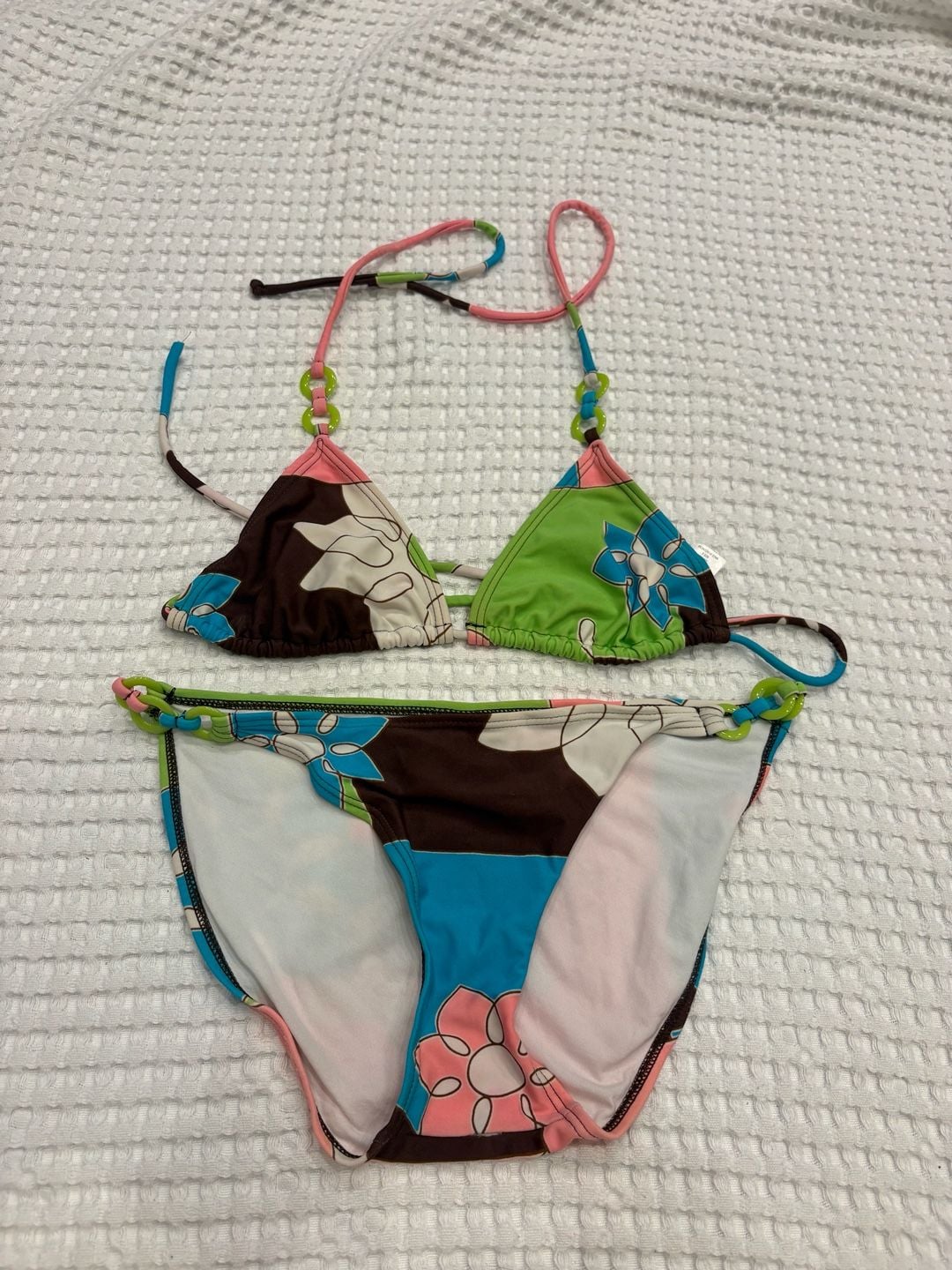 Gossip Floral Print Triangle Bikini Set with Ring Details 1