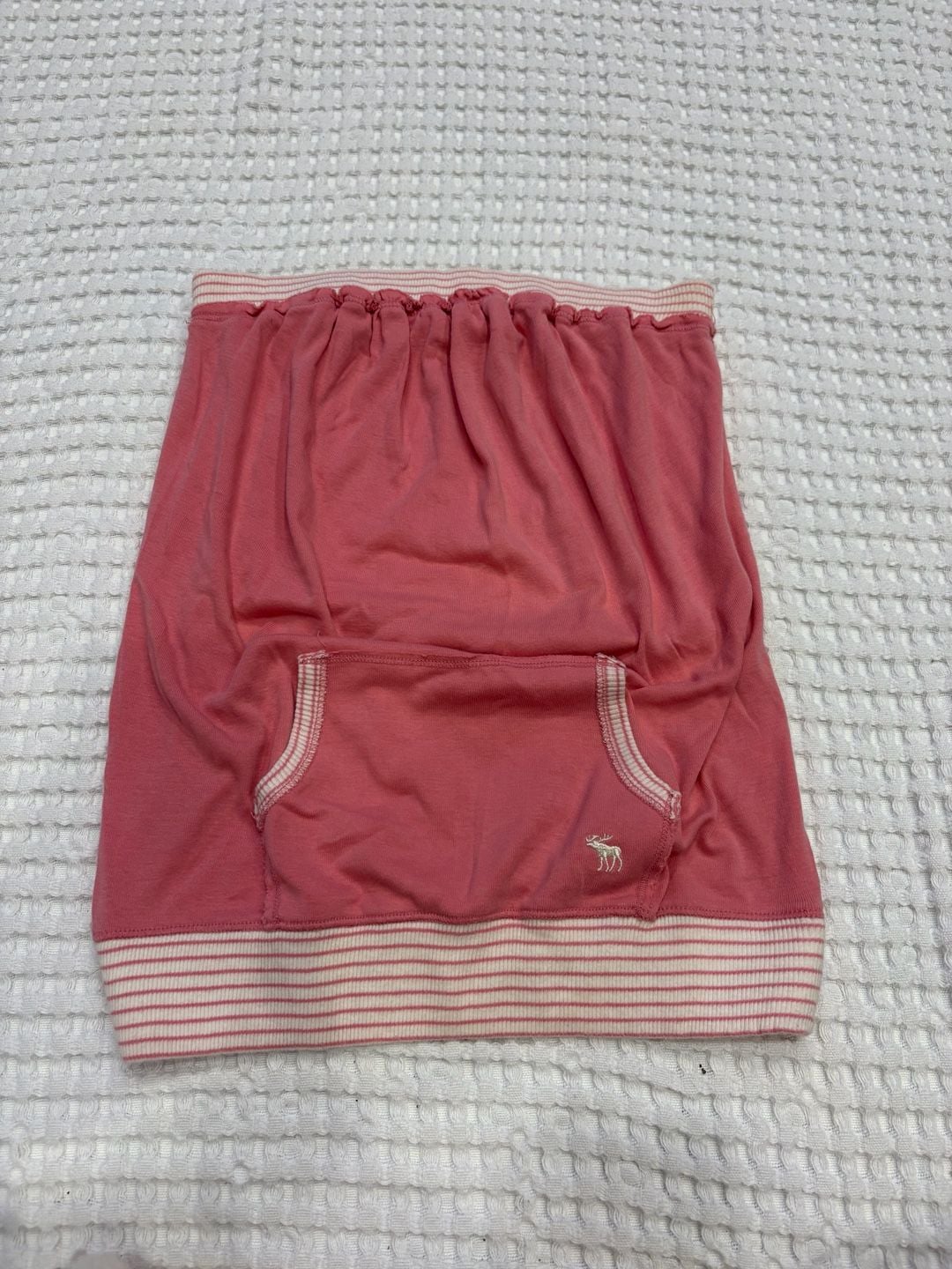 Abercrombie & Fitch Pink and White Striped Ruched Top with Pocket 2