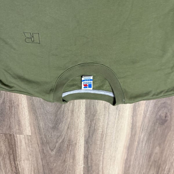 Russell Athletic Crewneck Sweatshirt Olive Green Embroidered R Logo