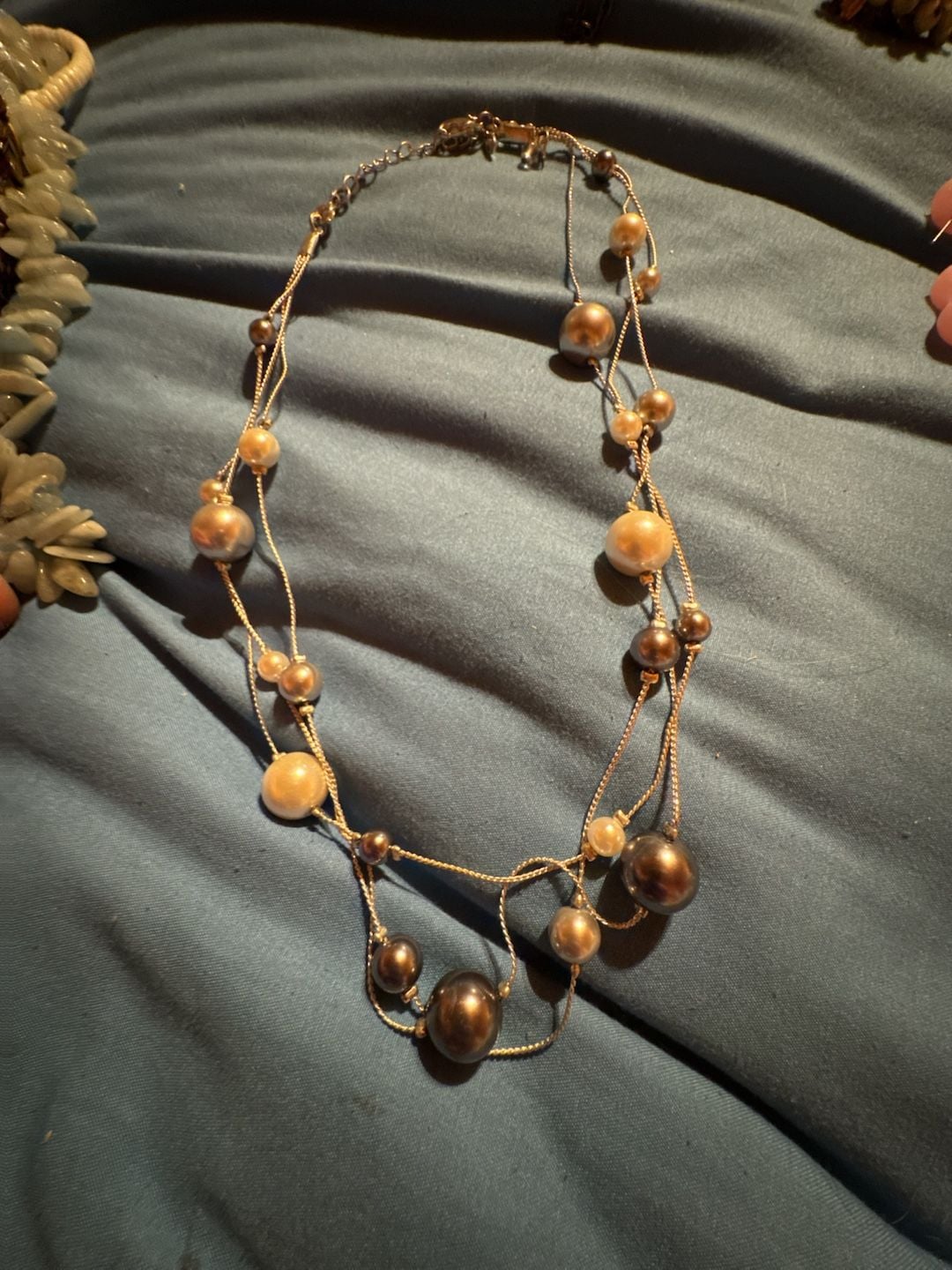 RMN Multi-Strand Floating Faux Pearl Station Necklace 2