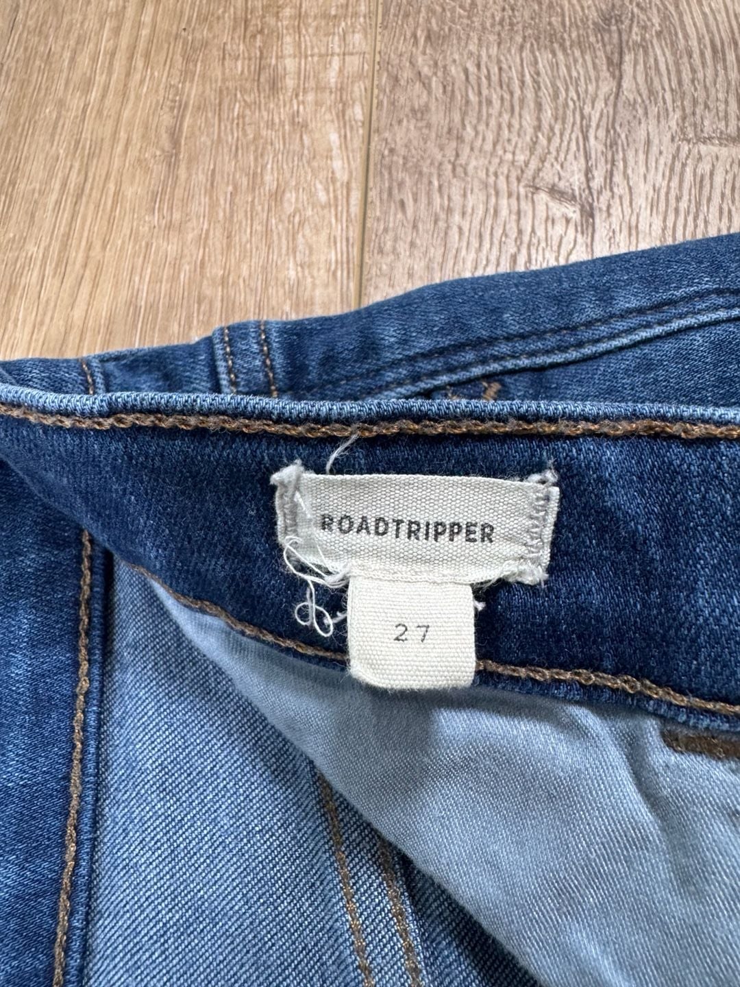 Madewell Roadtripper High Rise Skinny Jeans Raw Hem Distressed Blue Size 27 6