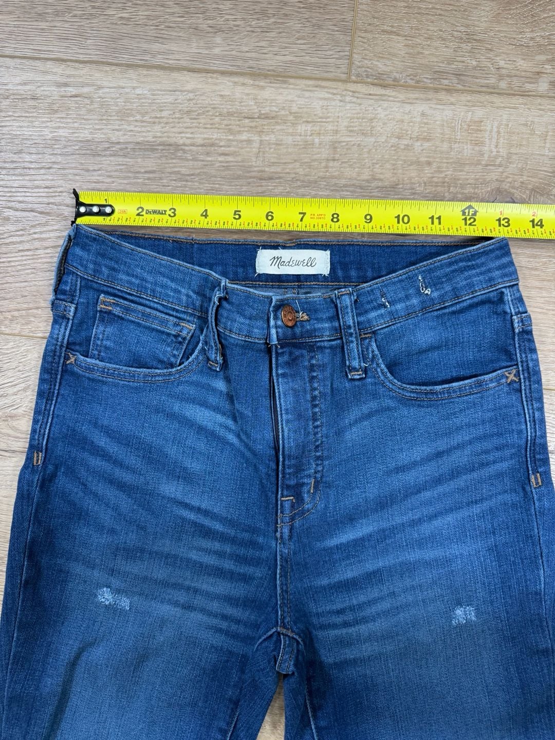Madewell Roadtripper High Rise Skinny Jeans Raw Hem Distressed Blue Size 27 8