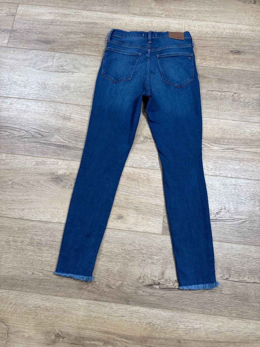 Madewell Roadtripper High Rise Skinny Jeans Raw Hem Distressed Blue Size 27 12