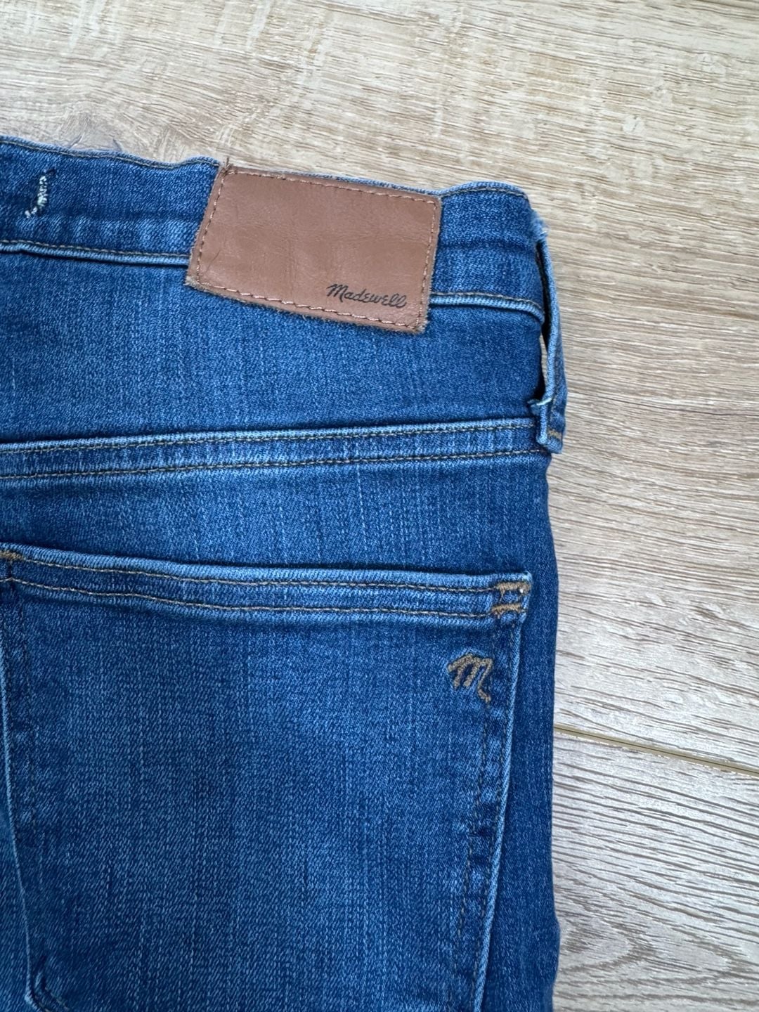 Madewell Roadtripper High Rise Skinny Jeans Raw Hem Distressed Blue Size 27 14