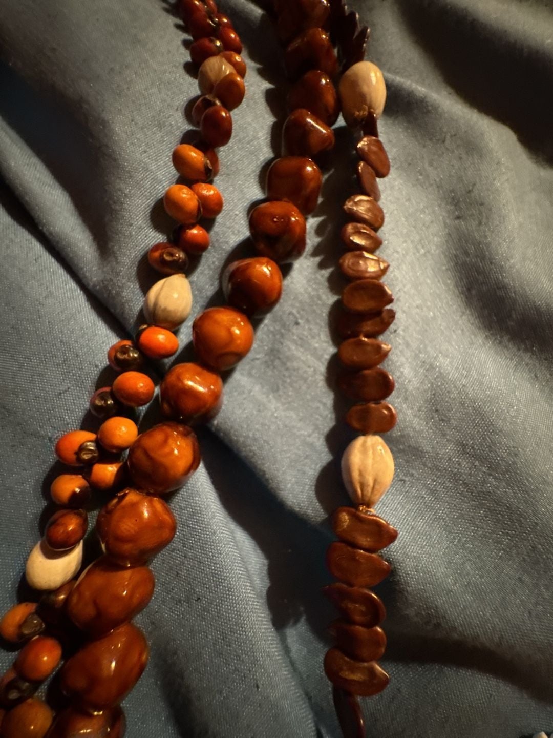 Vintage Handcrafted Natural Seed and Shell Bead Long Necklace 1
