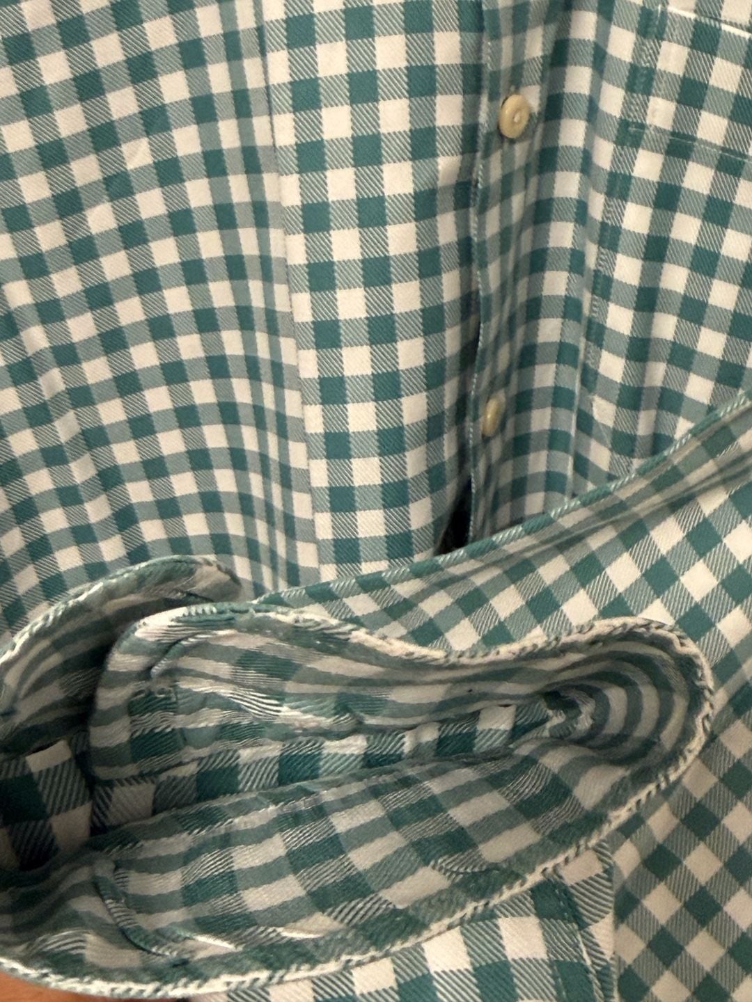 Peter Millar Men's Long Sleeve Green Gingham Check Button-Down Shirt 7