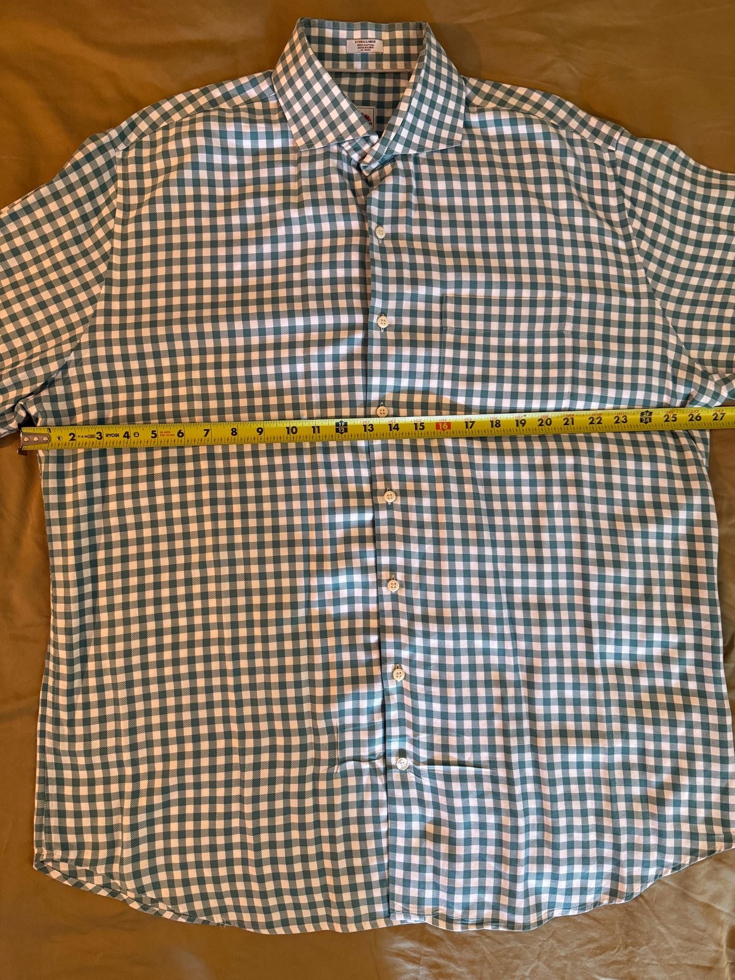 Peter Millar Men's Long Sleeve Green Gingham Check Button-Down Shirt 9