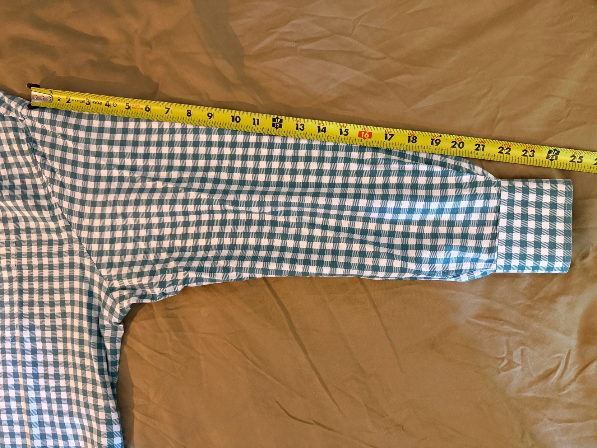Peter Millar Men's Long Sleeve Green Gingham Check Button-Down Shirt 12