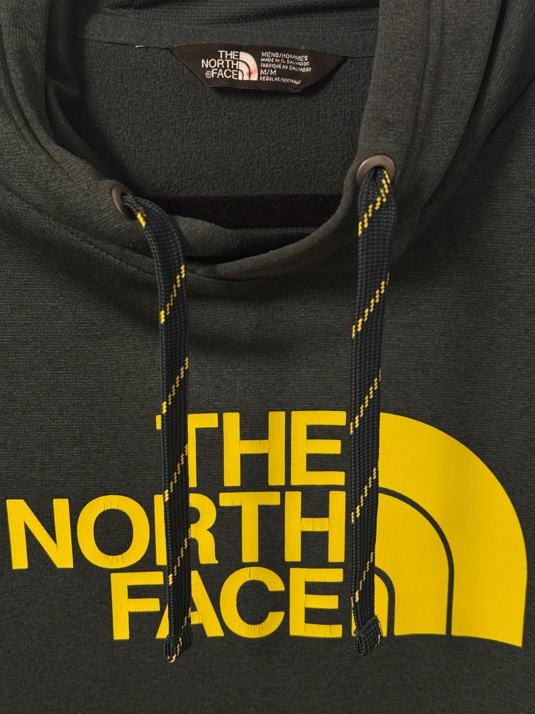 The North Face Men's Half Dome Pullover Hoodie in Dark Green with Yellow Logo 5