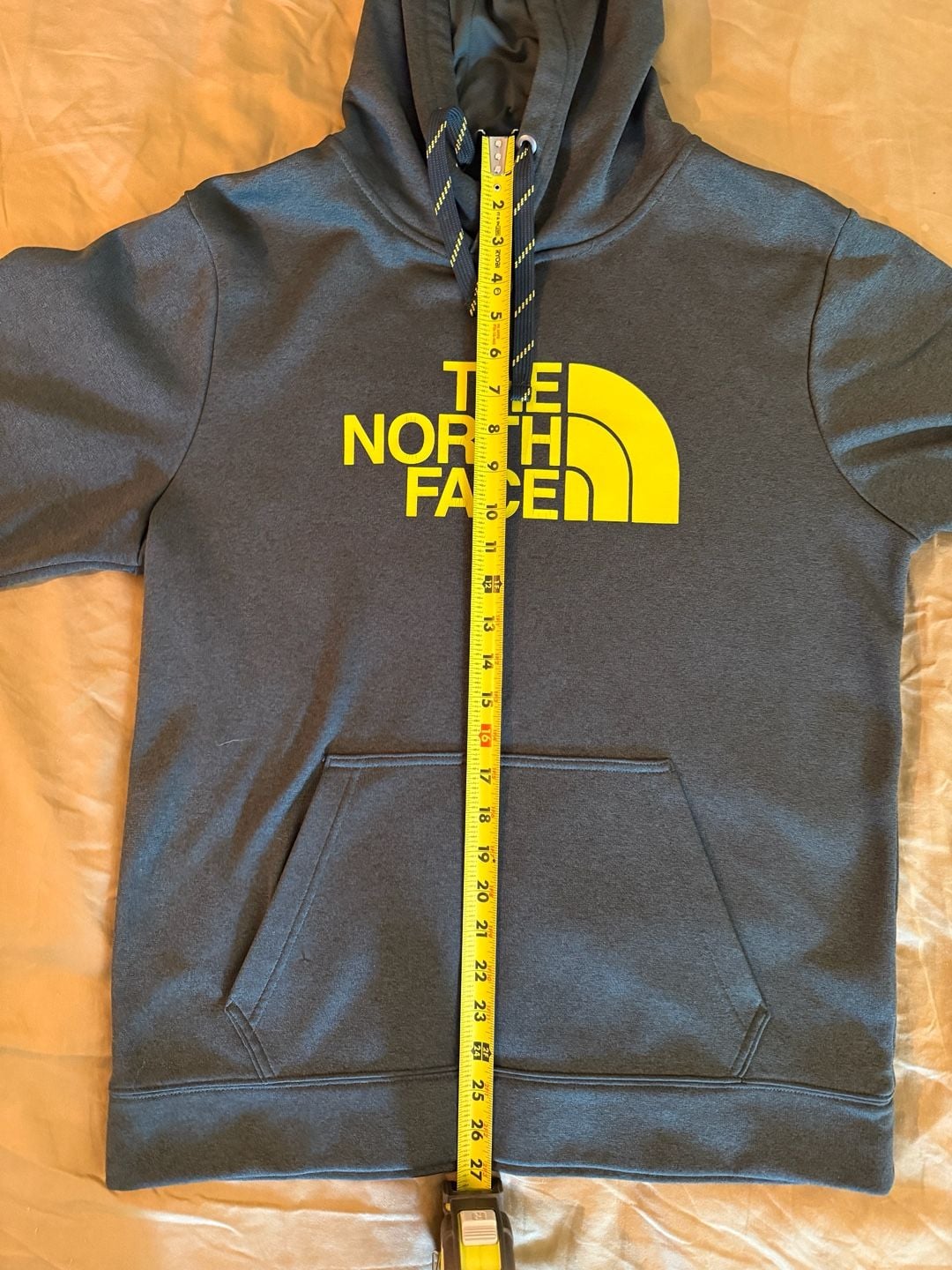 The North Face Men's Half Dome Pullover Hoodie in Dark Green with Yellow Logo 9