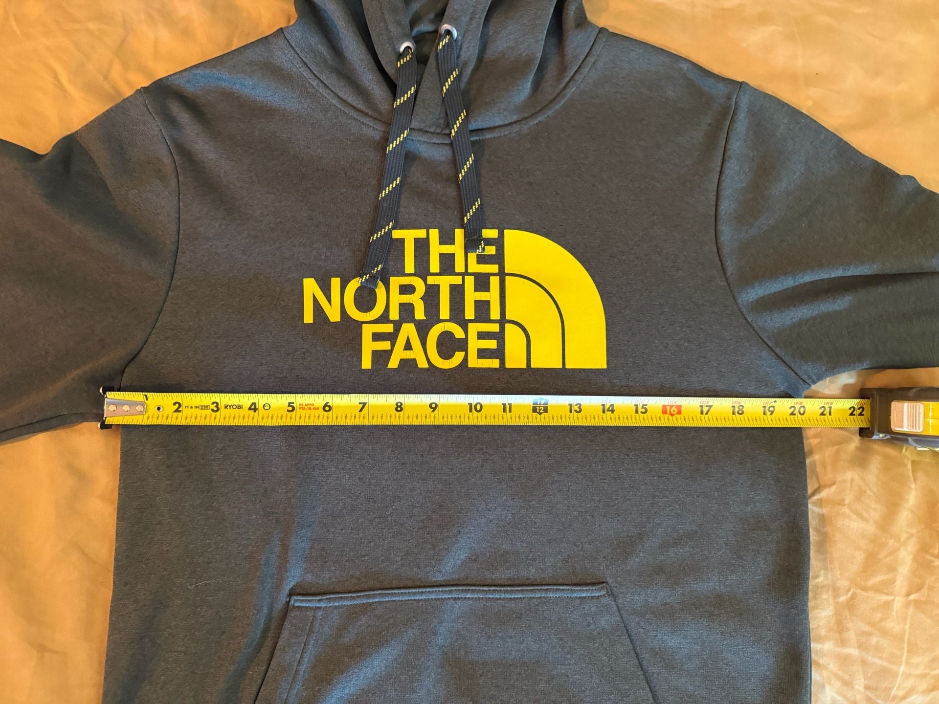 The North Face Men's Half Dome Pullover Hoodie in Dark Green with Yellow Logo 12