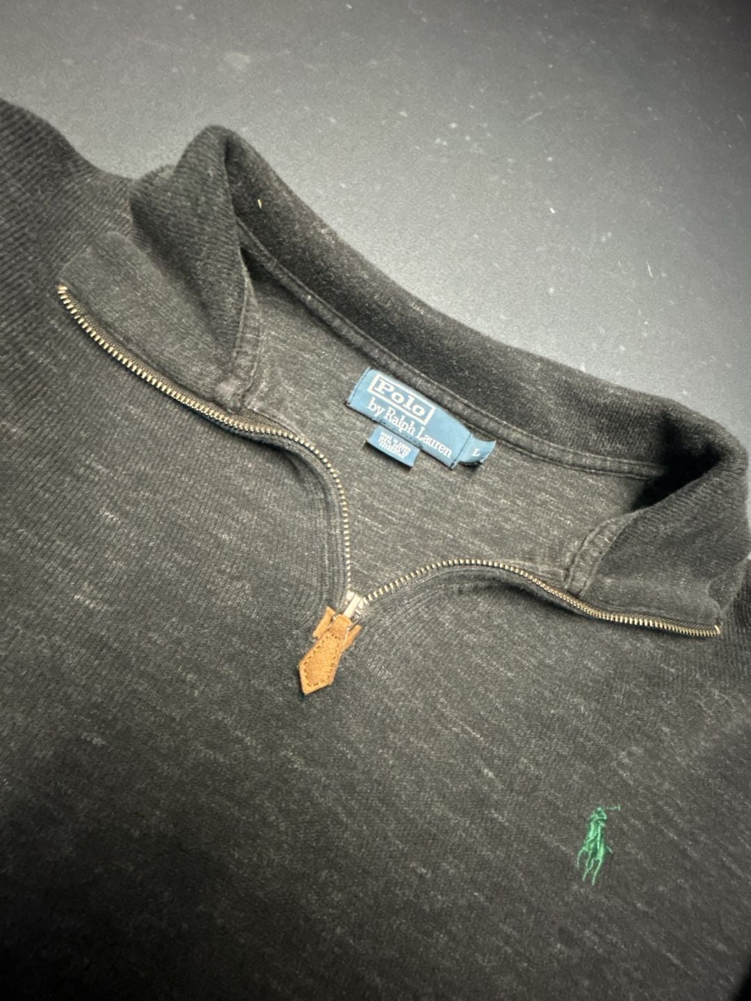 Polo Ralph Lauren Estate Rib Quarter-Zip Pullover Sweater Dark Grey 3