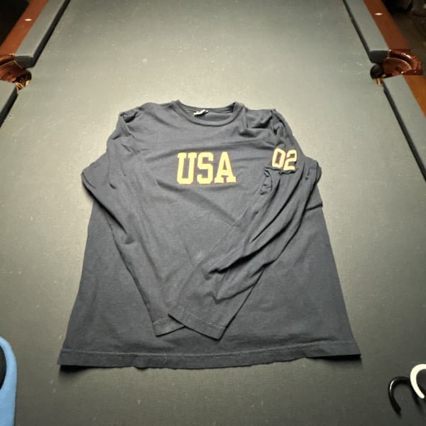Vintage Old Navy USA Graphic Long Sleeve T-Shirt Navy Blue