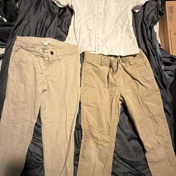 
Boys School Uniform Lot Size 7 2 Khaki Pants White Button Down Shirt 3 Piece