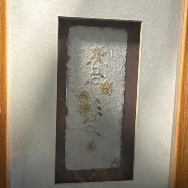 Framed Pressed Flower Wall Art - Botanical Decor - Signed by Artist & Dated 1999 - Oshibana - ,