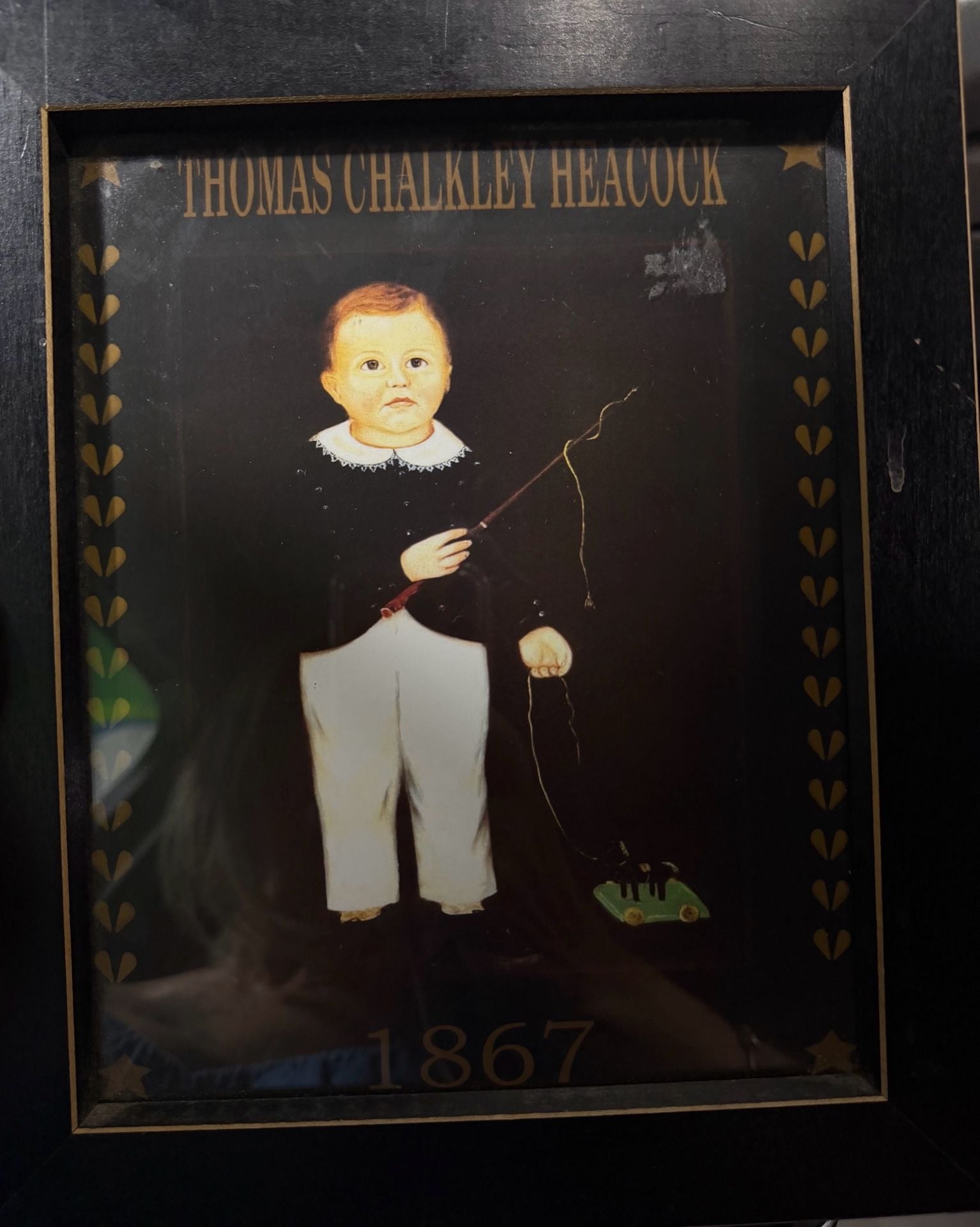 Vintage Pair of Framed Folk Art Prints: Thomas Chalkley Heacock and Rachel Mather 1