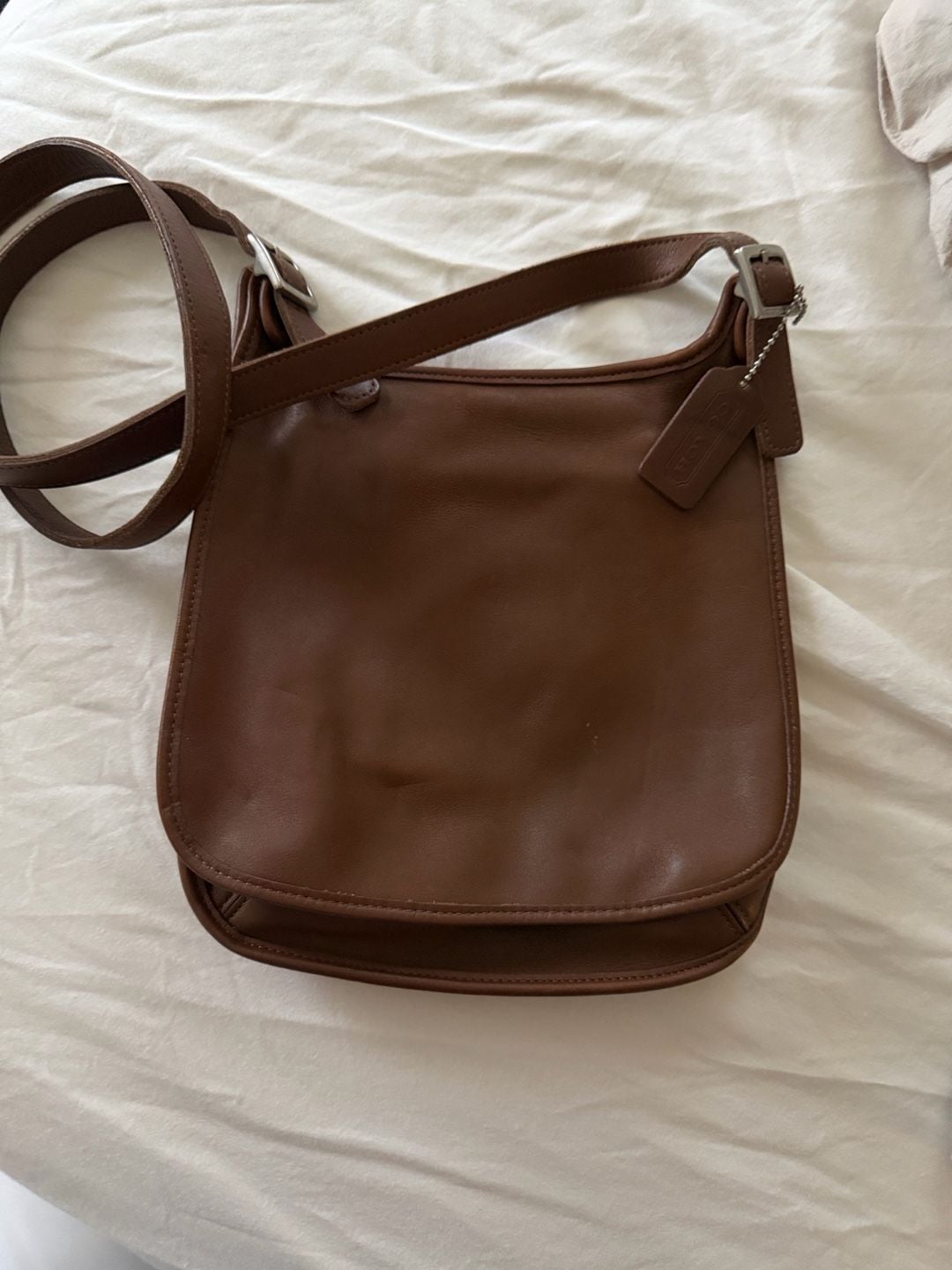 Vintage Coach Mini Hippie Flap Brown Leather Crossbody Bag 2