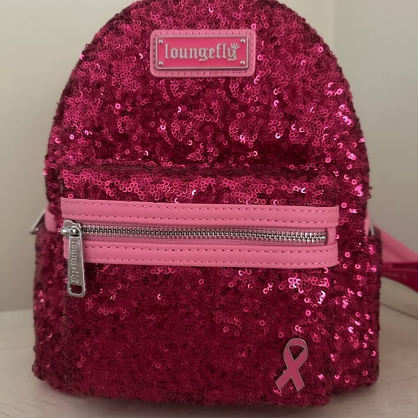 Loungefly Breast Cancer Research Foundation Pink Ribbon Sequin Mini Backpack