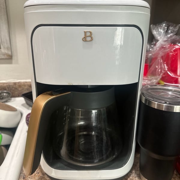 Beautiful by Drew Barrymore 12-Cup Programmable Coffee Maker in White Icing