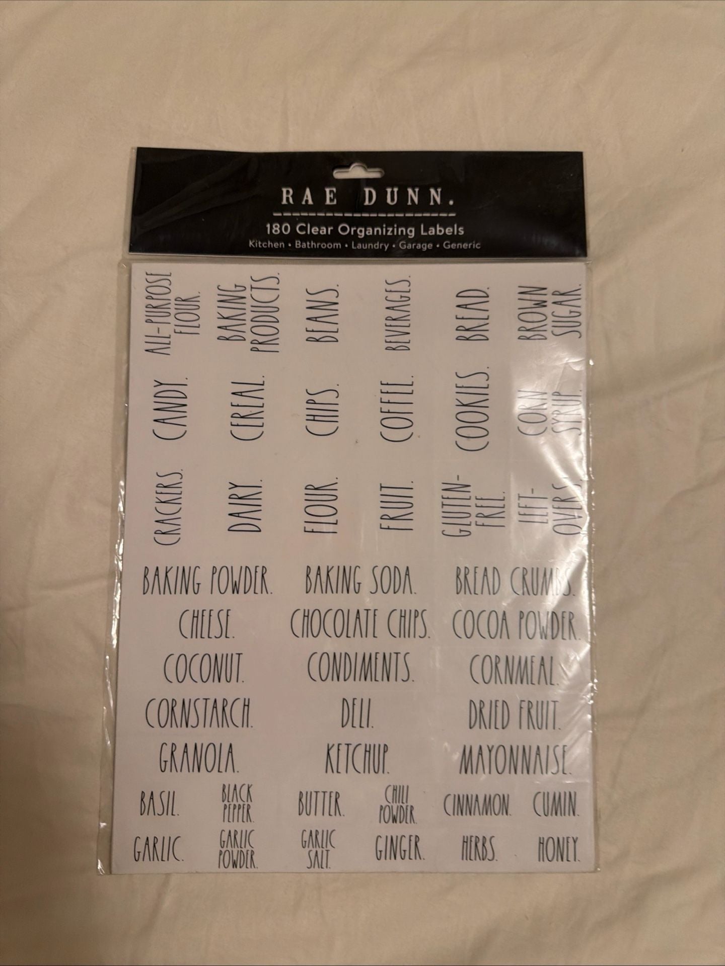 Rae Dunn 180 Clear Organizing Labels for Kitchen Bathroom Laundry Garage 1