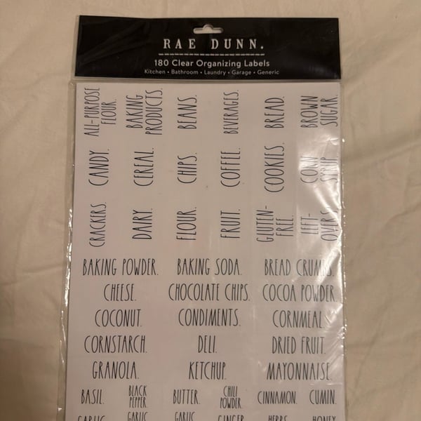 Rae Dunn 180 Clear Organizing Labels for Kitchen Bathroom Laundry Garage