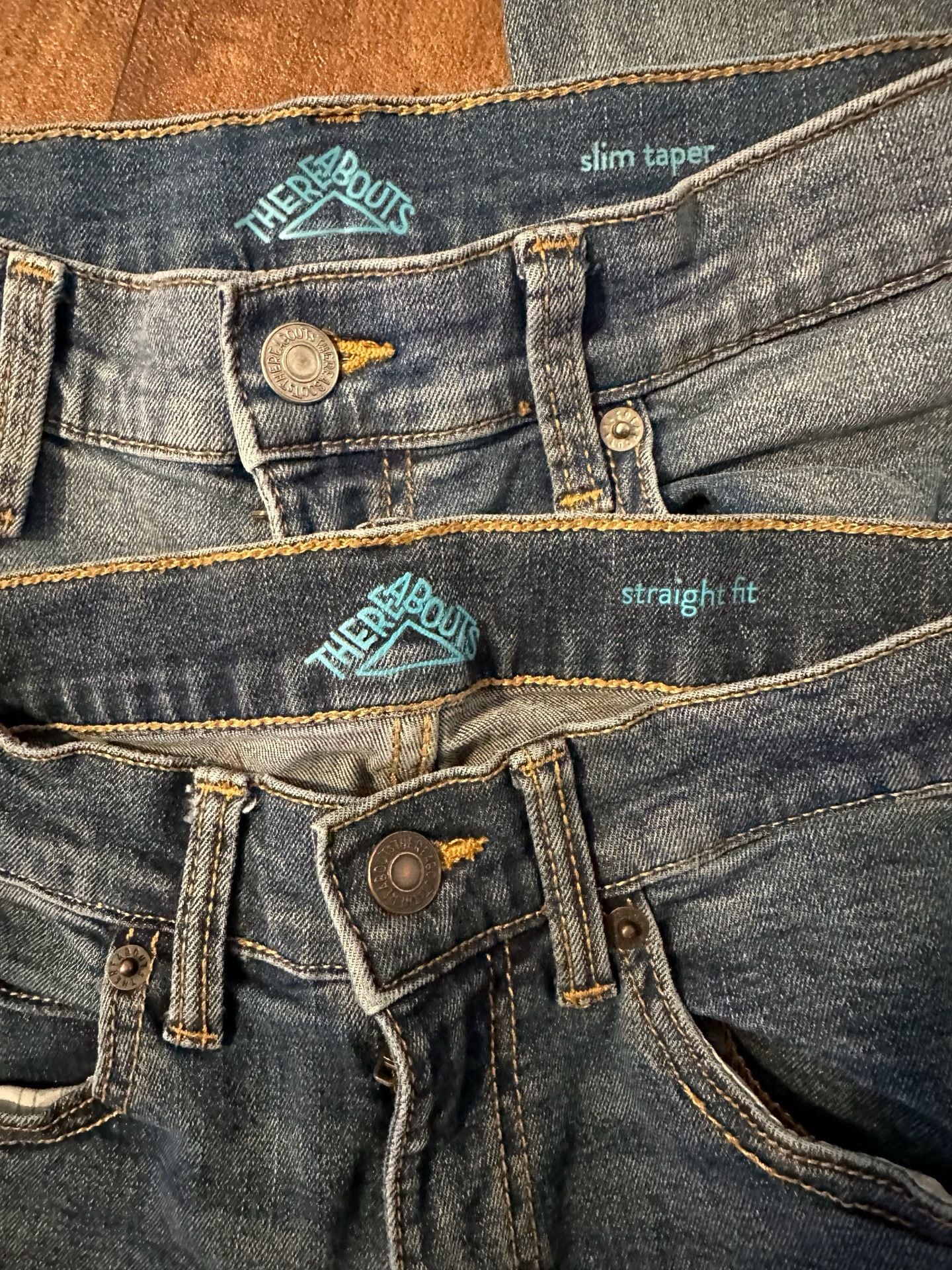 Thereabouts Boys Denim Jeans Bundle - One Slim Taper and One Straight Fit Boys size 12 4