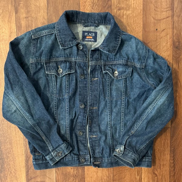 The Children's Place Boy's Dark Wash Denim Trucker Jacket Size Large 10/12