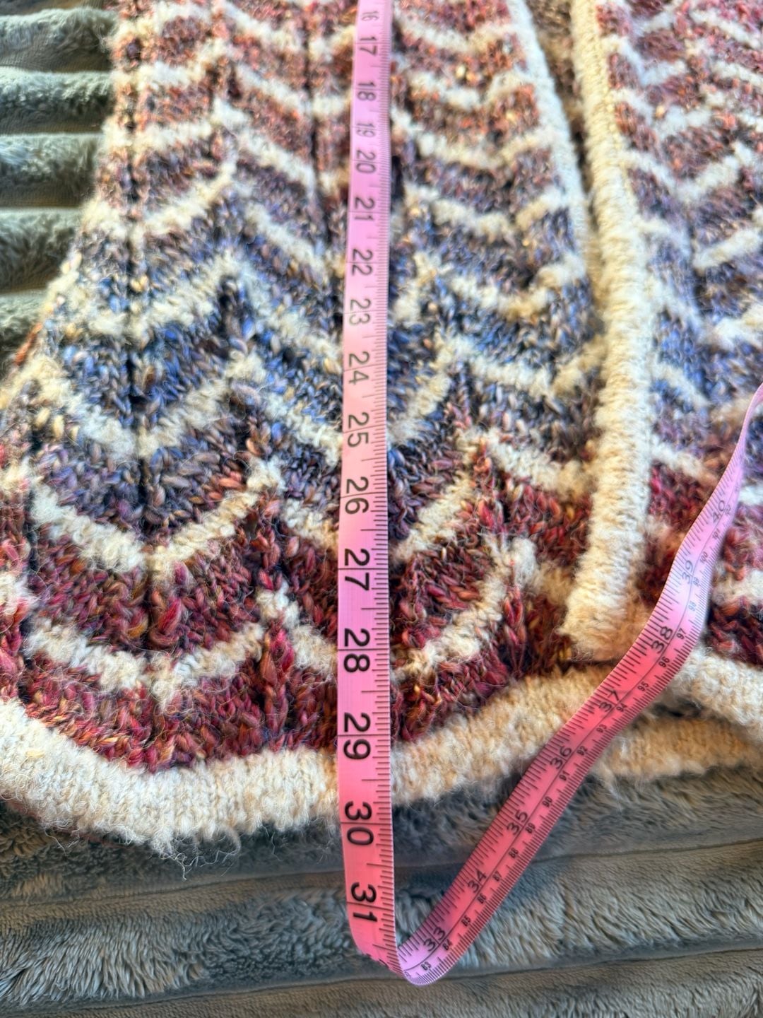 Ponsesa Chunky Knit Open Front Cardigan Size S Multicolor Chevron Hippie Boho 7