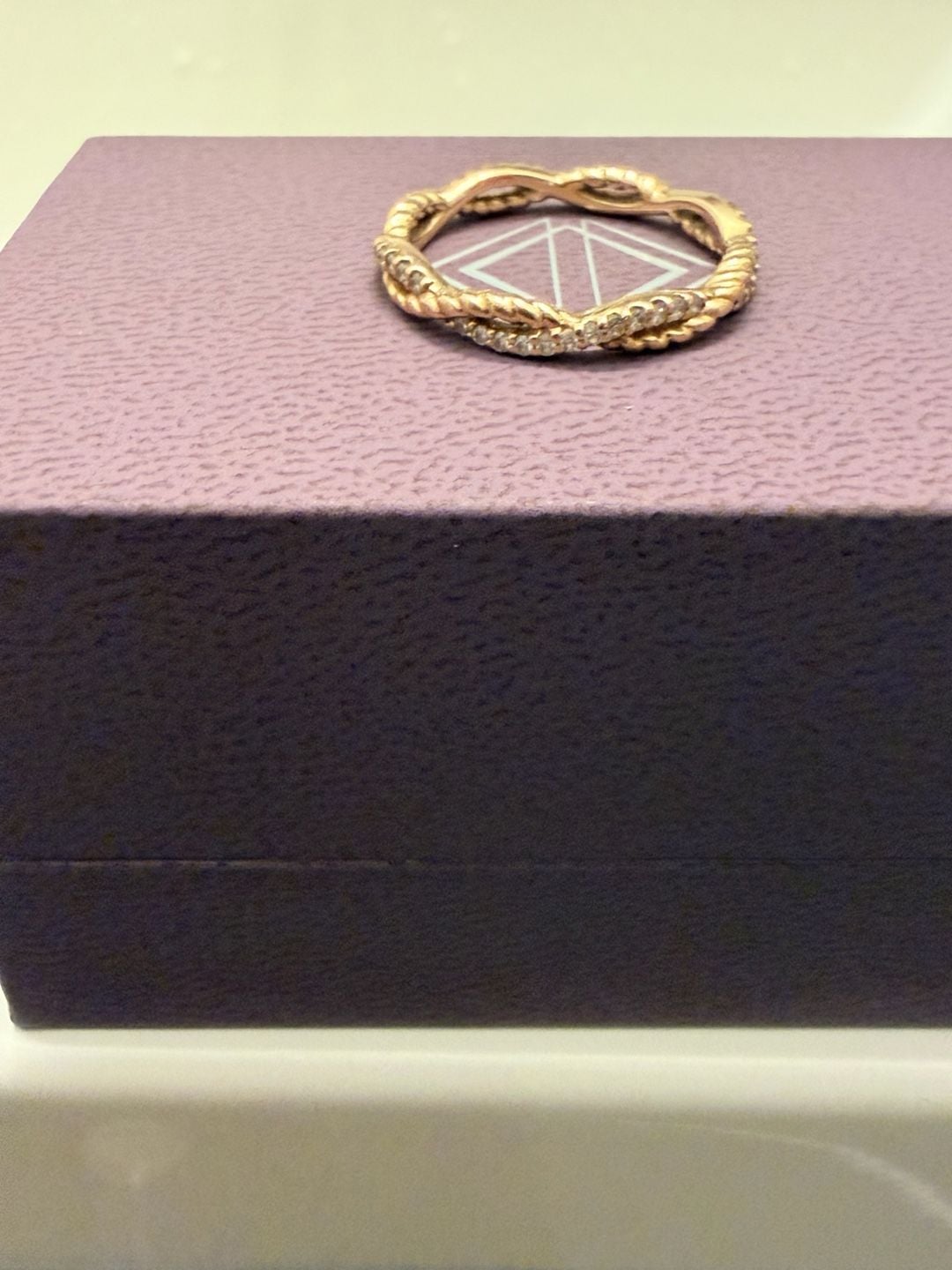 Diamonds Direct 14k Rose Gold Oval Morganite and Diamond Rope Design Stackable Ring Set 3