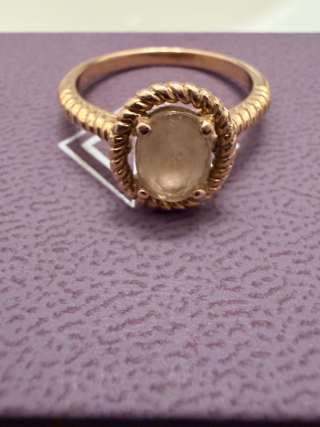 Diamonds Direct 14k Rose Gold Oval Morganite and Diamond Rope Design Stackable Ring Set 5