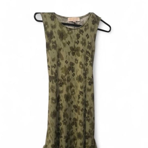 MICHAEL Michael Kors Sleeveless Green Floral Ruffle Hem Dress