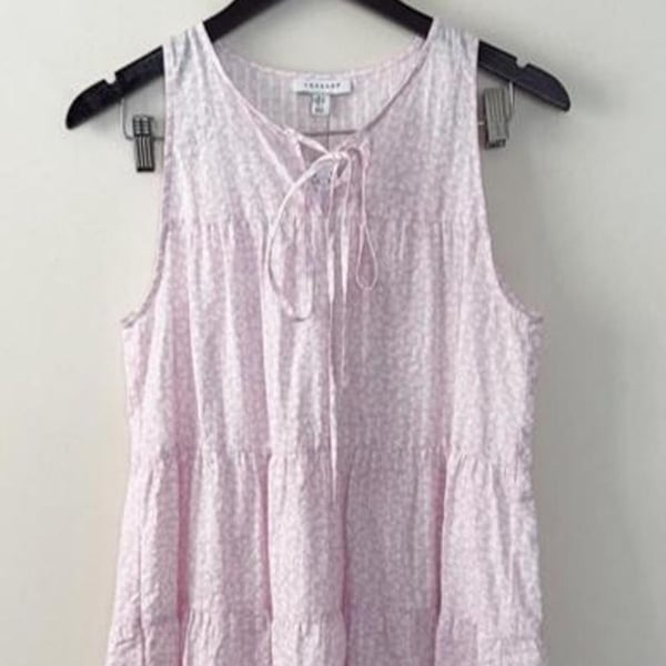 Topshop Pink Animal Print Sleeveless Tiered Smock Blouse