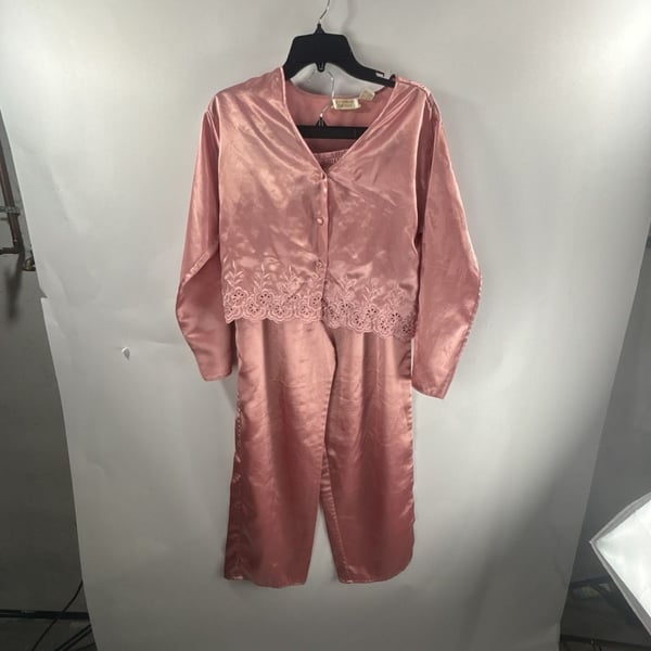 Vintage Victoria's Secret Gold Label Pajama Set with Embroidered Trim