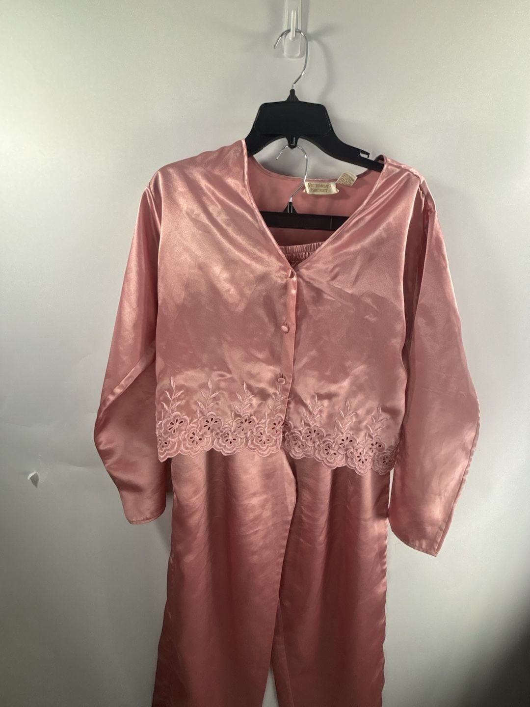 Vintage Victoria's Secret Gold Label Pajama Set with Embroidered Trim 2