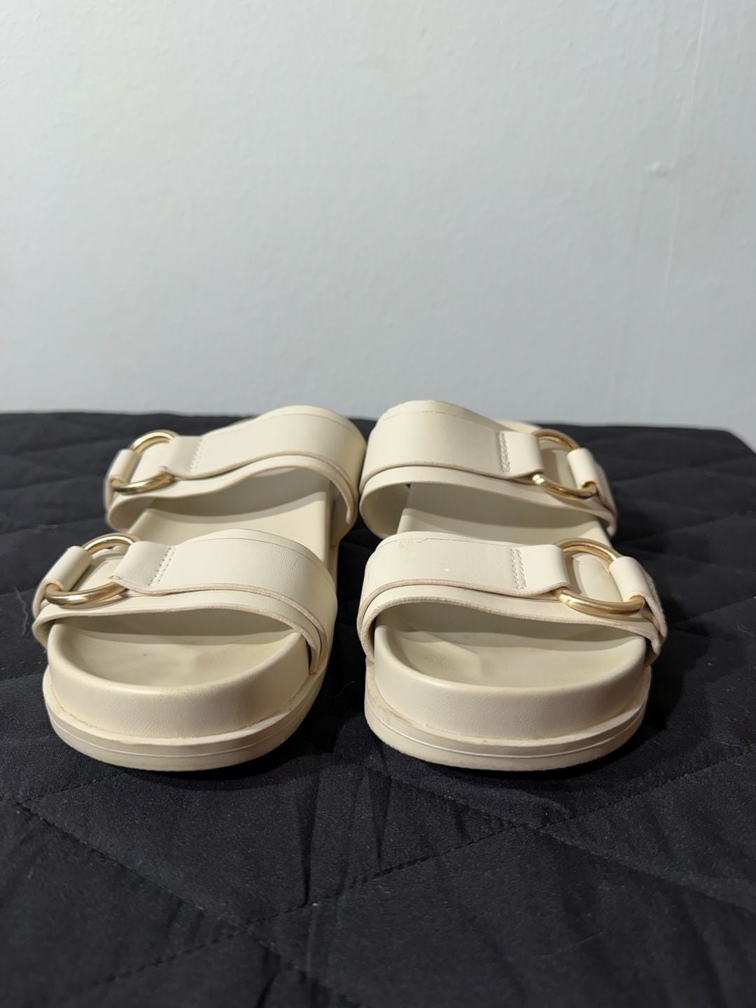 A New Day Marcy Two-Band Buckle Footbed Sandals in Cream 3