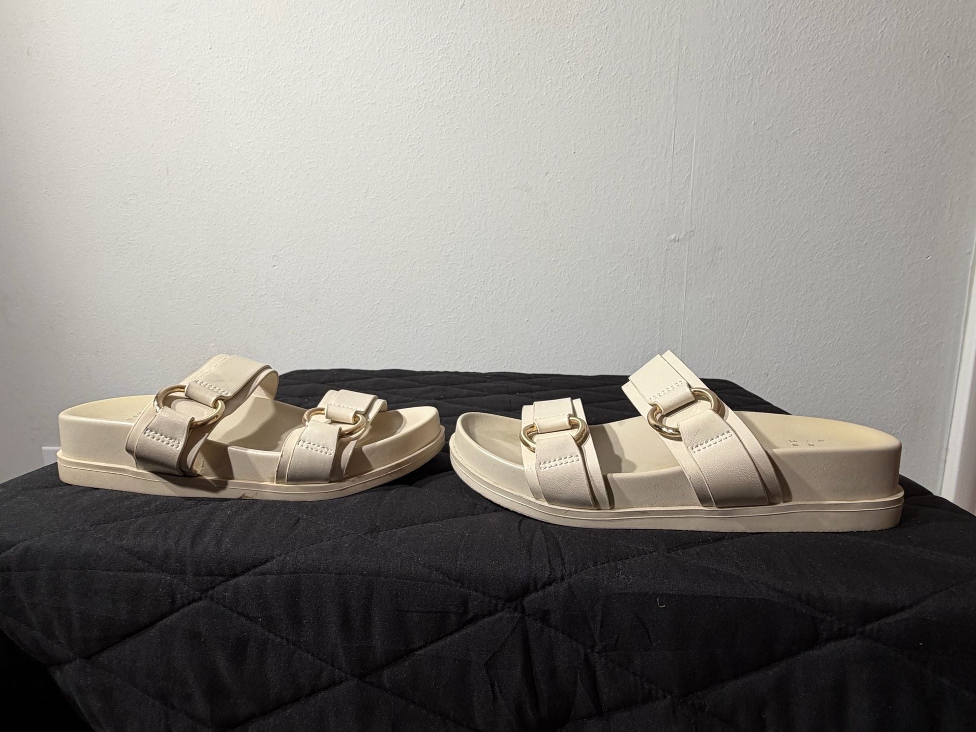 A New Day Marcy Two-Band Buckle Footbed Sandals in Cream 4