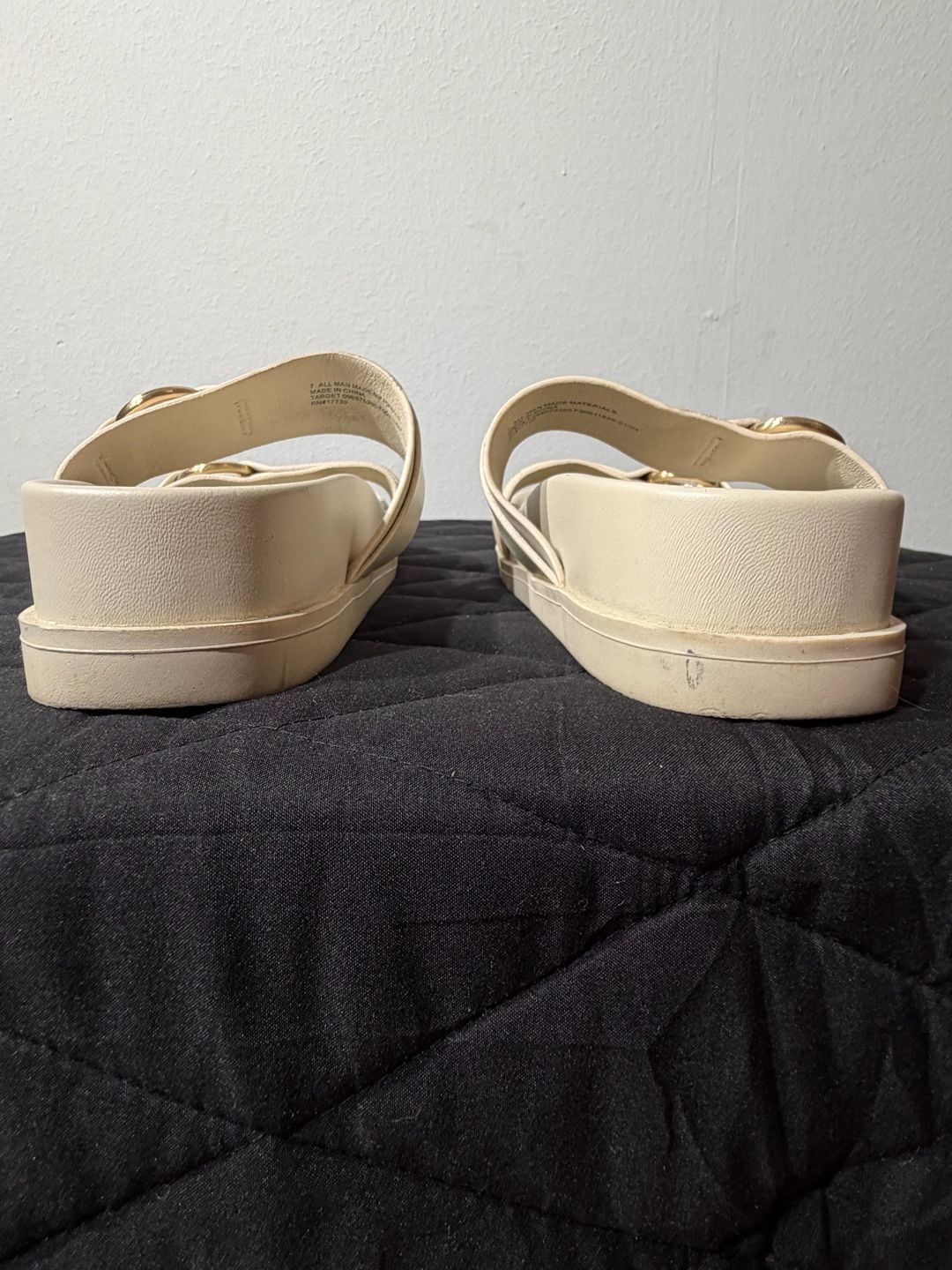 A New Day Marcy Two-Band Buckle Footbed Sandals in Cream 6
