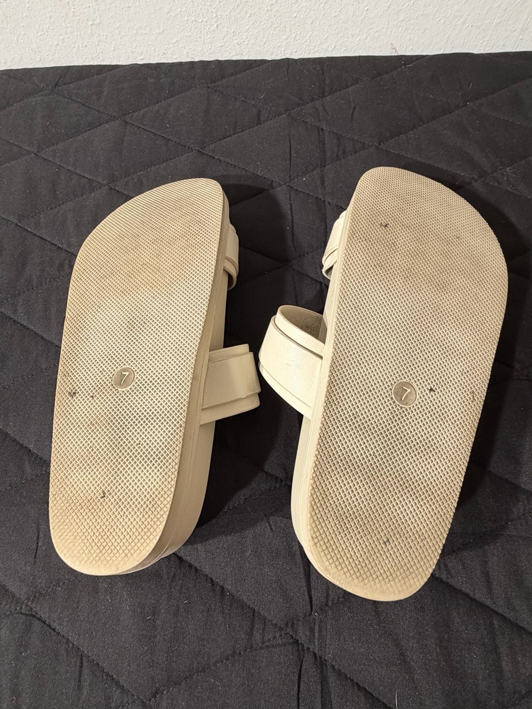 A New Day Marcy Two-Band Buckle Footbed Sandals in Cream 8