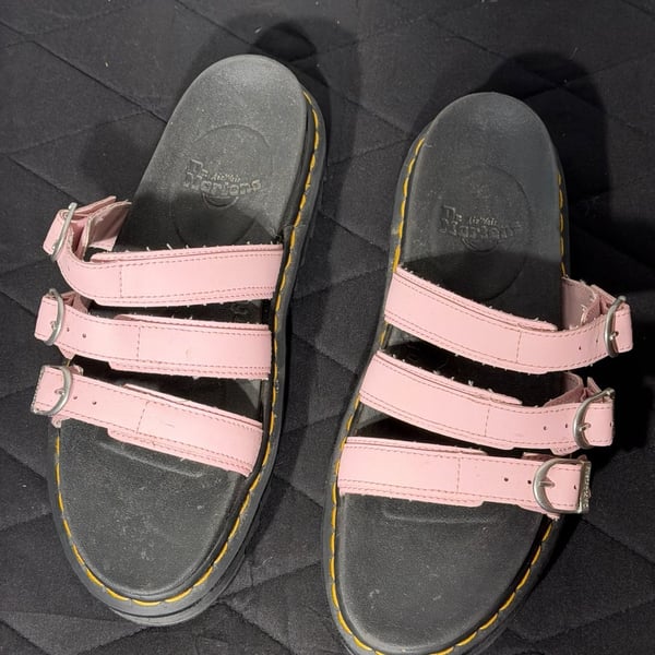 Dr. Martens Blaire Slide Leather Sandals in Pastel Pink