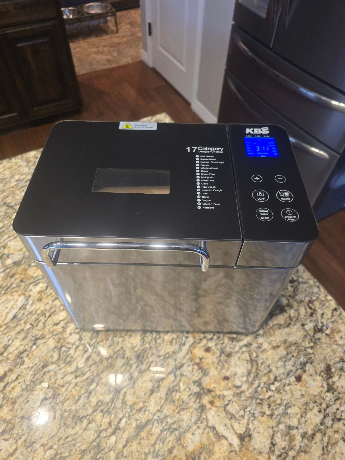 KBS MBF-010 Stainless Steel 17-in-1 Programmable Bread Maker 1