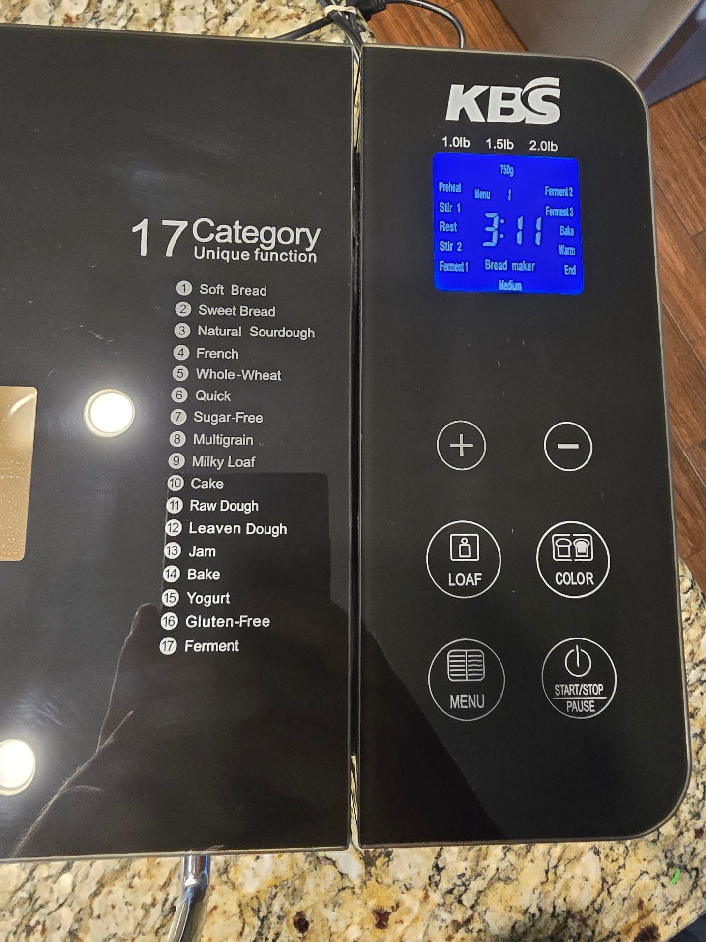 KBS MBF-010 Stainless Steel 17-in-1 Programmable Bread Maker 3