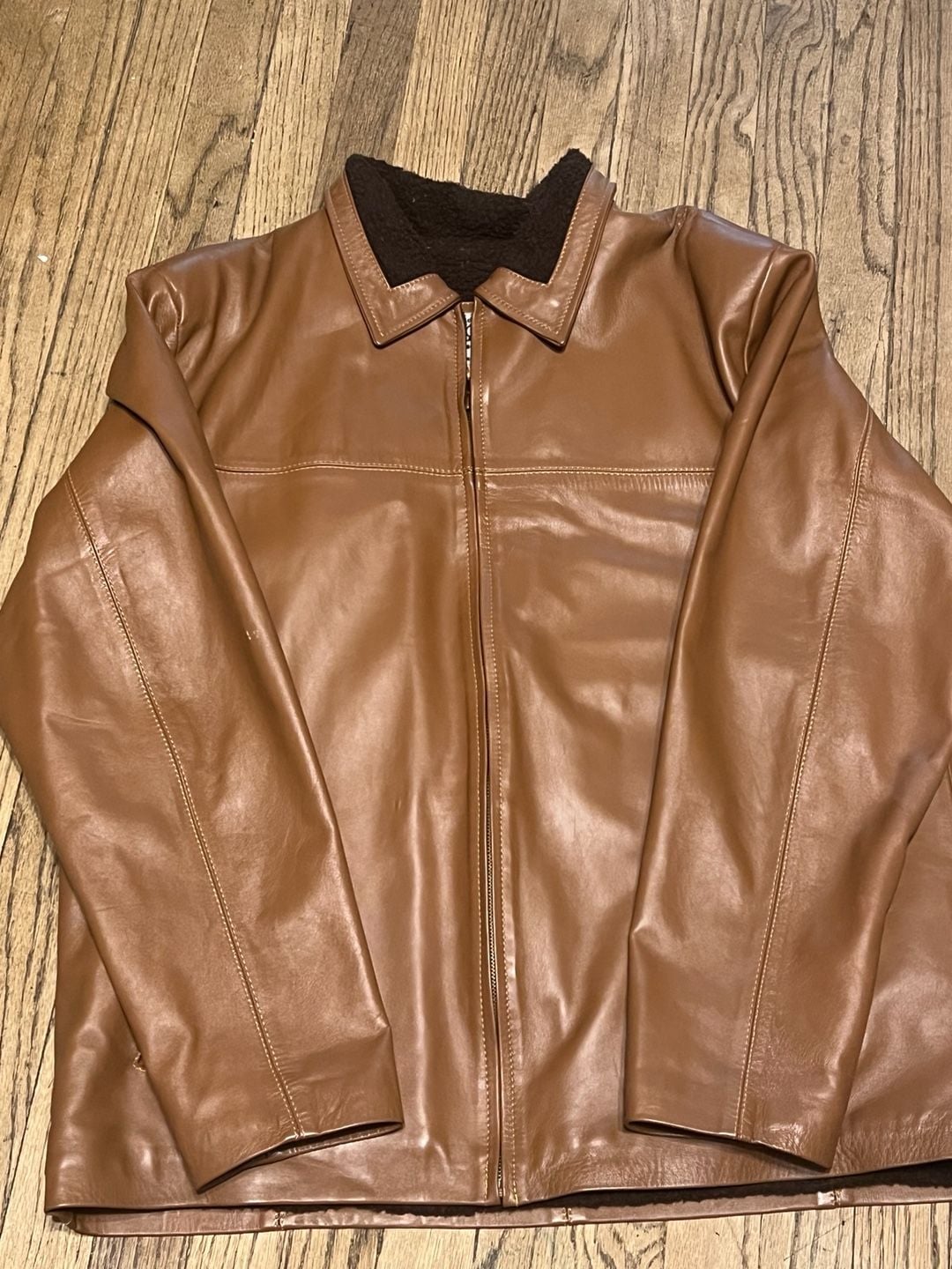 Creaciones Kassandra Men's Genuine Sheepskin Leather Jacket with Faux Fur Lining 2