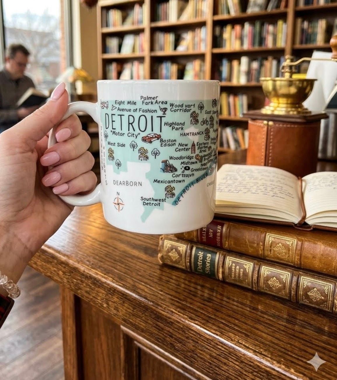 222 Fifth 'My Place' Detroit Map Jumbo Ceramic Coffee Mug (24 oz) 1